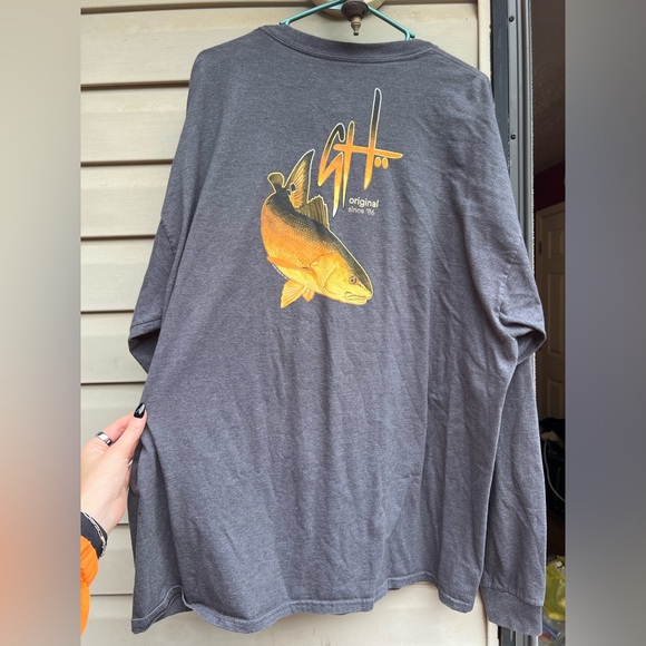 Guy Harvey T Shirt Men's XXL Gray Graphic Fish Long Sleeve - Picture 2 of 6
